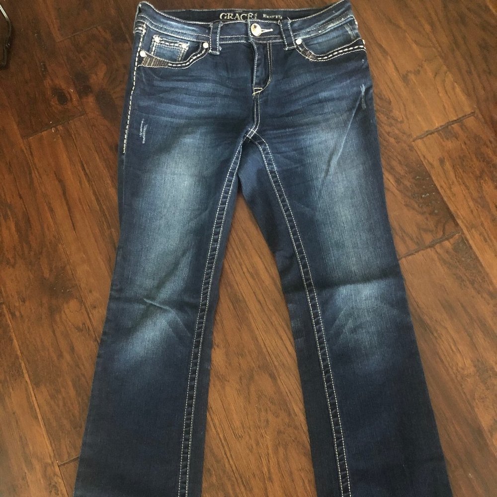 GRACE Dark Wash Jeans with Detailing